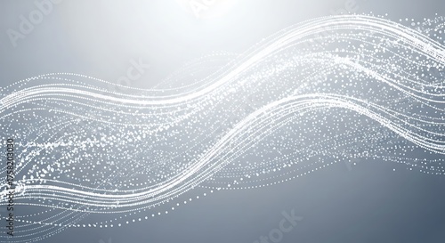 Abstract flowing white light particles on a gradient background