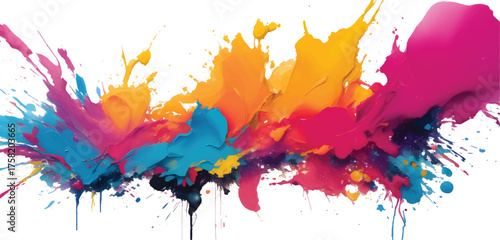 Abstract watercolor background with colorful ink splashes and texture pattern for artistic design illustration