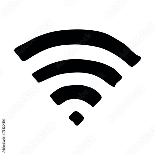 Hand drawn free wifi spot zone sign Public wi-fi area sign Wireless internet clipart in doodle style Single element for print, web, design, decor 3G, 4G, 5G, 6G, IoT