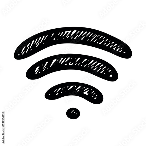 Hand drawn free wifi spot zone sign Public wi-fi area sign Wireless internet clipart in doodle style Single element for print, web, design, decor 3G, 4G, 5G, 6G, IoT