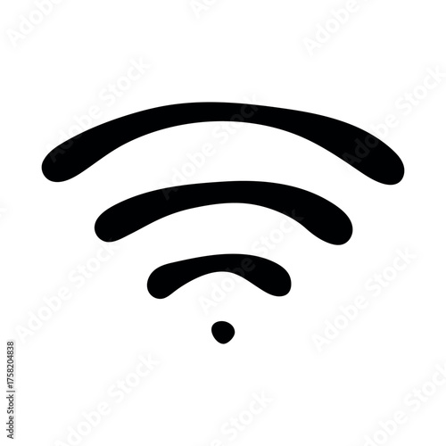 Hand drawn free wifi spot zone sign Public wi-fi area sign Wireless internet clipart in doodle style Single element for print, web, design, decor 3G, 4G, 5G, 6G, IoT