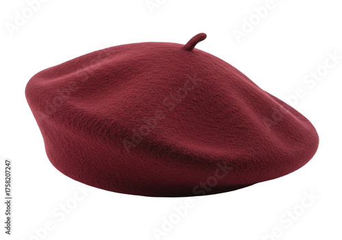 Photos Isolated maroon beret a fashionable felt hat for women and artists worn tilted t