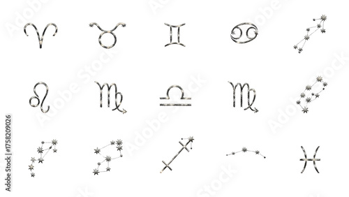 Zodiac Constellation Symbols Set
