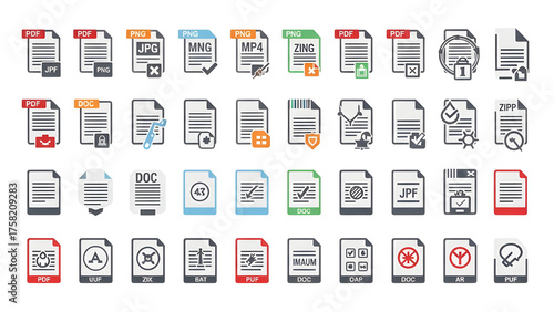 Modern File Format Icon Set Collection for Web and App Design