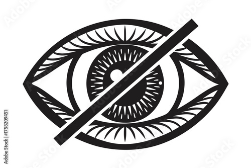 Detailed eye with horizontal lines creates a symbol of impairment and limitation