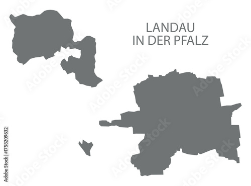Obraz na płótnie Landau in der Pfalz city map with boroughs grey illustration silhouette shape
