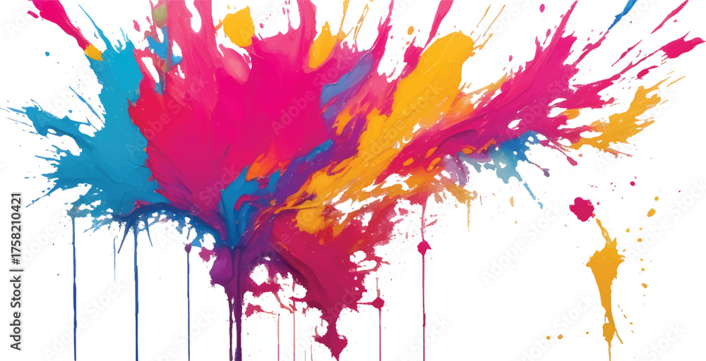Fototapeta premium Abstract colorful watercolor background with splashes and ink splatter for artistic design illustration texture