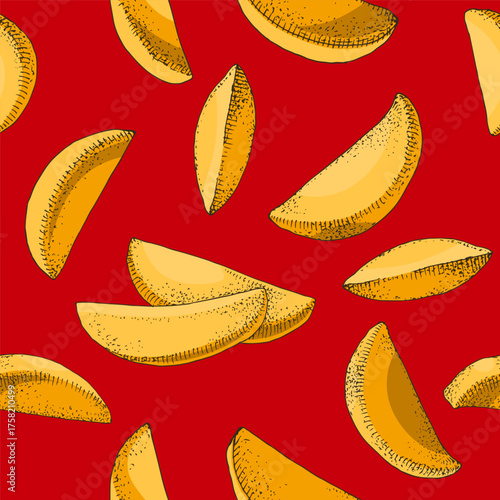 Potato wedges hand drawn seamless pattern
