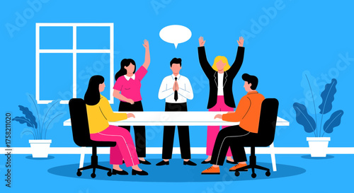 Diverse team celebrating success in modern office