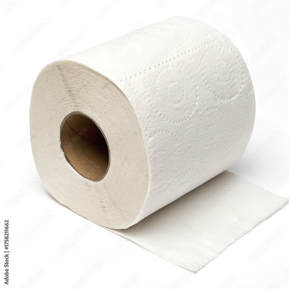 Fototapeta premium roll of toilet paper sitting on a plain background