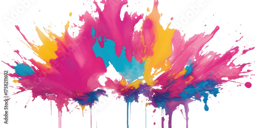 Abstract watercolor background with colorful ink splashes for artistic design and decoration