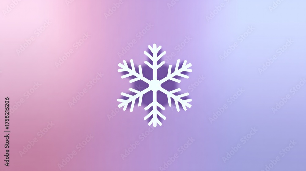 Fototapeta premium Lavender snowflake on pastel gradient background - winter decoration and design element