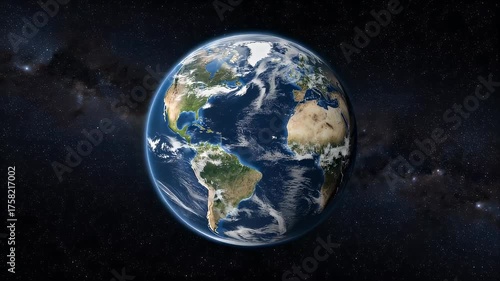 A digital globe of Earth, surrounded by a starry, dark space