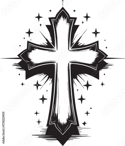 An elegant representation of faith, a radiant cross, symbolizing hope, spirituality, and divine grace.