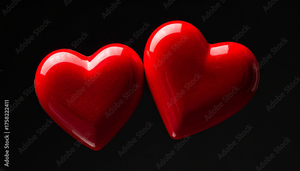 Fototapeta premium Two intertwined red hearts. Love, connection and partnership. Valentine Day, anniversaries, proposal