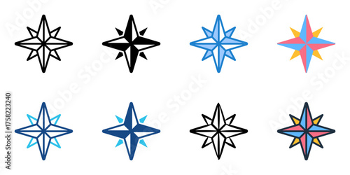 Compass icon set multiple style collection 
