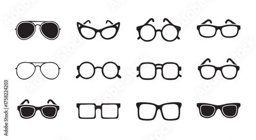 Collection of assorted glasses frames styles and designs vector illustration