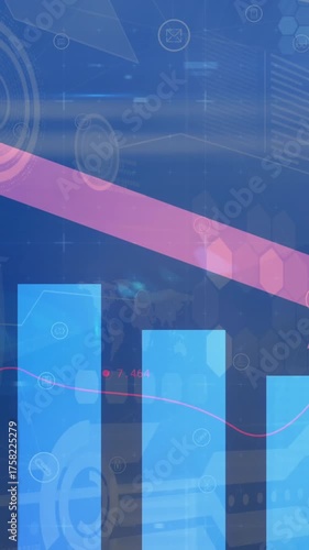 Animation of red arrow with statistics processing over scopes scanning