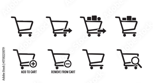 Shopping Cart Icons Vector Illustration for Online Store and Ecommerce