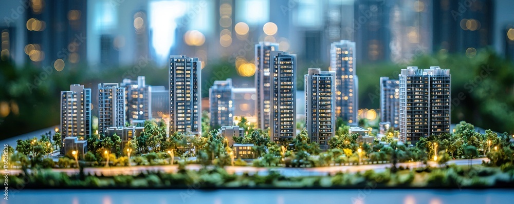 Obraz premium Holographic urban displays of futuristic city architectures in glowing vibrant colors