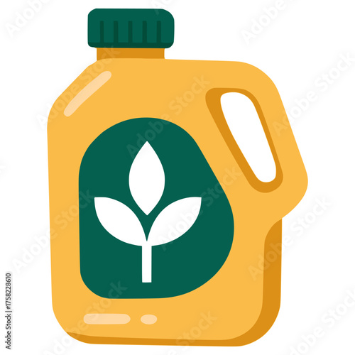 gardening fertilizer bottle canister harvest plant flat color vector illustration template design