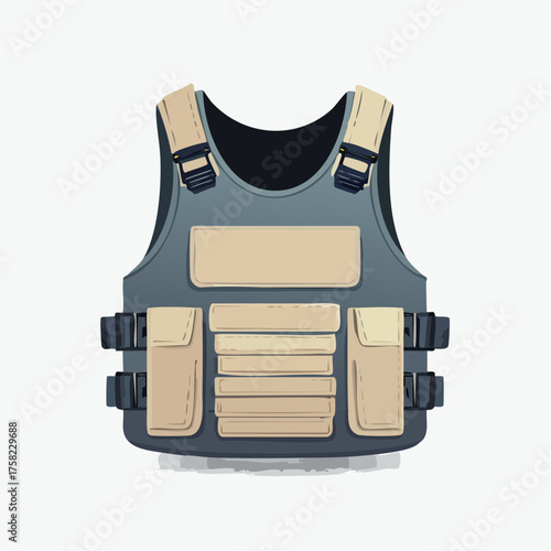 Isolated vector illustration of a protective tactical vest on white
