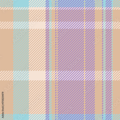 Trade vector fabric plaid, hotel texture pattern seamless. Horizon check tartan background textile in light and violet colors.