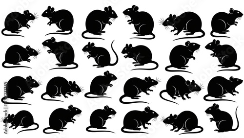 A Grid of Silhouetted Rats Displayed in Rows and Columns