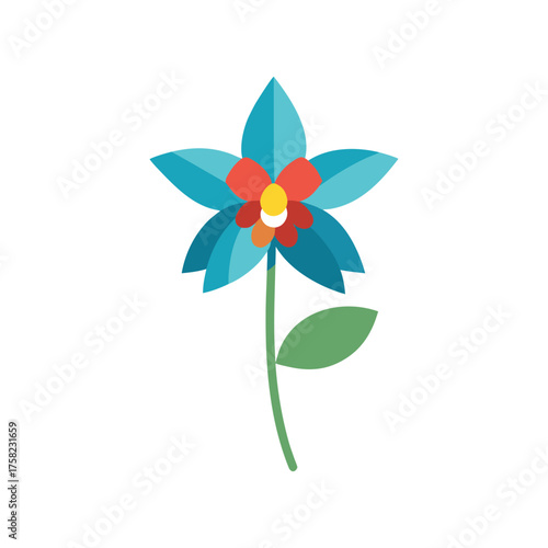 columbine flower clean vector illustration
