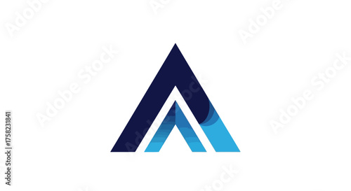 Abstract logo design featuring overlapping blue triangles creating a layered geometric effect