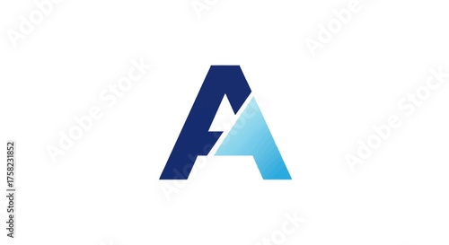 A logo featuring a blue A split into a dark and light gradient section