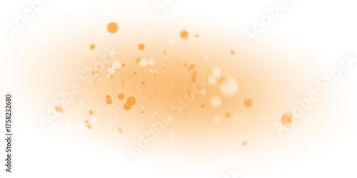 Orange juice splash isolated on black with yellow and gold liquid bubbles for a bright drink illustration design