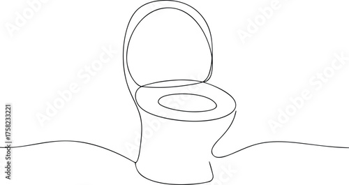 Single line drawing of a toilet bowl bathroom sanitary