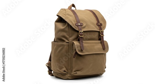 Stylish Canvas Backpack with Leather Accents