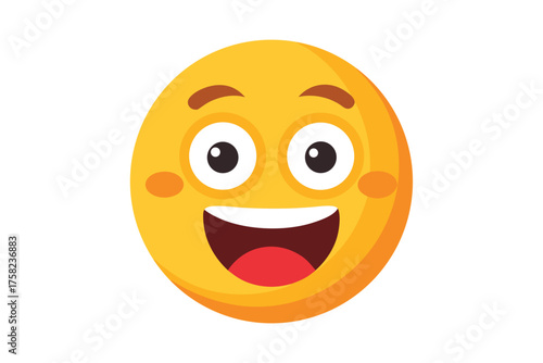 Gleeful yellow emoticon bursts with cheerful delight while showcasing rosy cheeks and shiny eyes