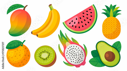 Fototapeta Naklejka Na Ścianę i Meble -  Vibrant collection of fresh tropical fruits for healthy eating and refreshment