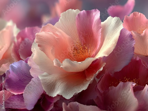 Elegant Pastel Blossom: Delicate Pink and Purple Petals Close-Up