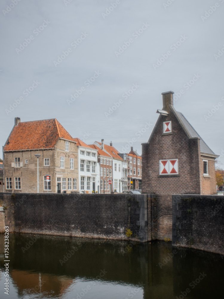 Fototapeta premium Street in the city center of Bergen op Zoom, The Netherlands