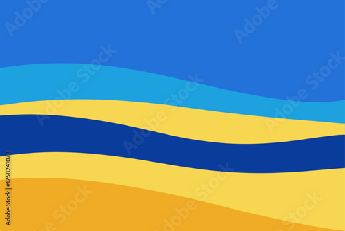 Abstract waves of blue and yellow