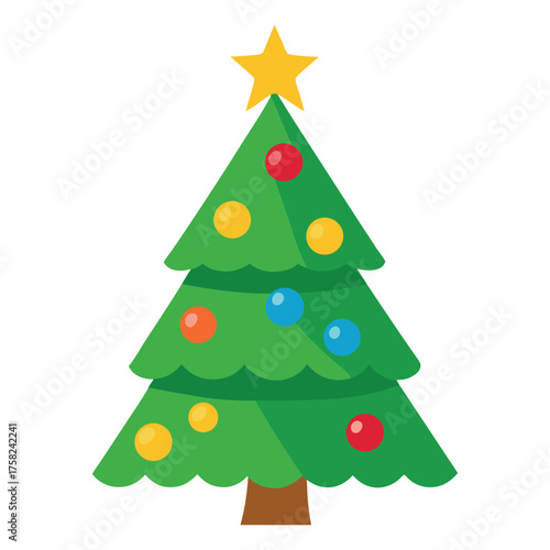 Wallpaper Mural Stylized green christmas tree with ornaments and star decoration Torontodigital.ca