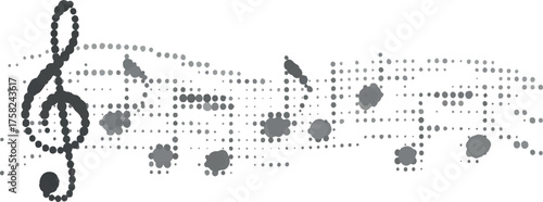 Treble clef and music notes halftone pattern musical design element for posters banners and backgrounds