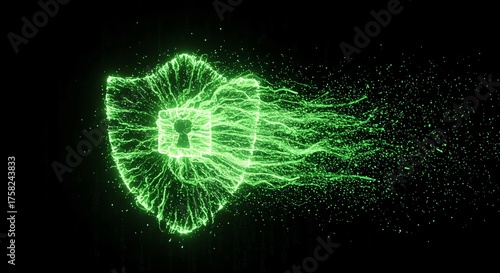 Cyber Security Digital Shield Green Light Tech Future Concept
