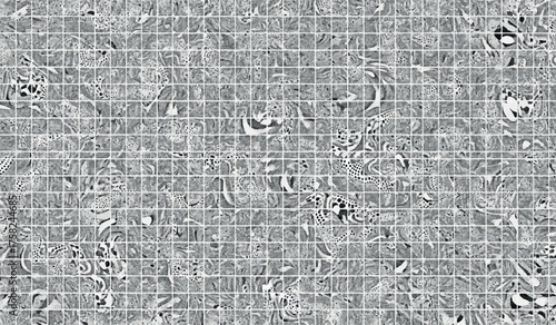 Abstract silver liquid metal background metallic texture with square grid pattern modern design for wallpaper or ba