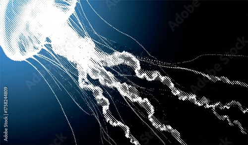 Abstract jellyfish with glowing tentacles a mesmerizing marine creature perfect for science and nature illustration