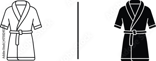 Contrast Robe Illustration: A minimalist illustration features two contrasting robe designs, one in a clean, black-and-white style. Highlighting the elegance of this timeless garment.