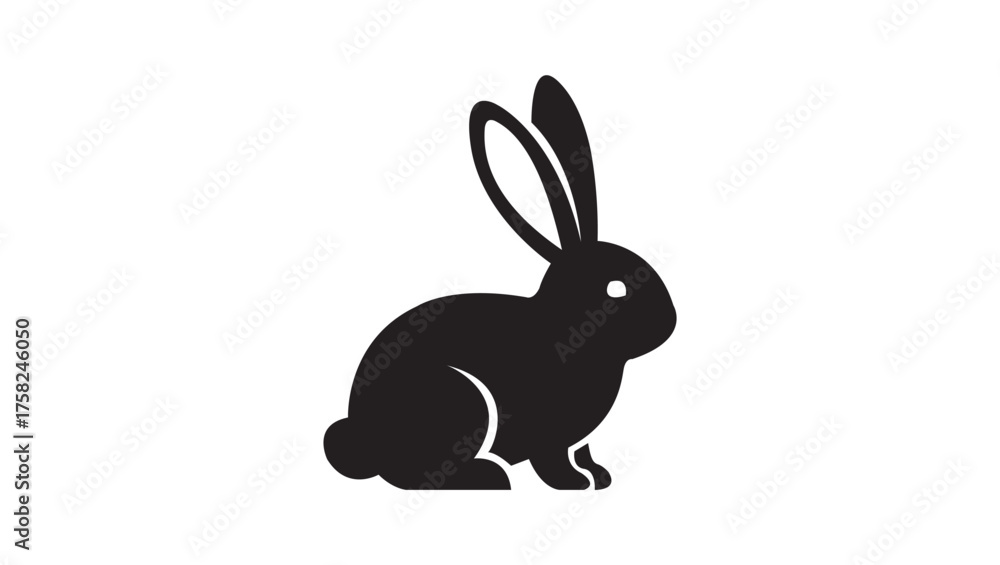 Fototapeta premium Rabbit Silhouette Vector – Minimal Cute Animal Sitting Design