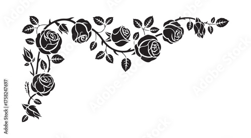 Classic Rose Corner Embellishment Vector Design