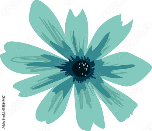 Teal Flower with Eight Petals