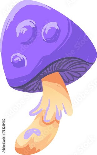 Purple psychedelic Mushroom with Yellow Stem 