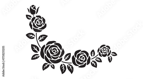 Floral Decoration Element with Blooming Roses